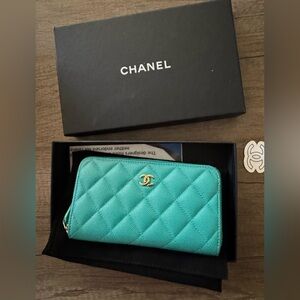 Chanel Aqua Quilted Wallet